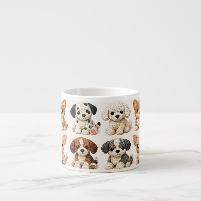 Adorable Knitted Puppies Pattern Espresso Cup (Front)