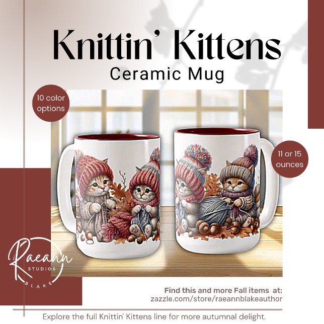 Adorable Knittin' Kittens Ceramic Mug (Creator Uploaded)