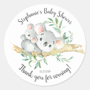 Adorable Koala Bear  Baby Shower Favour Classic Round Sticker
