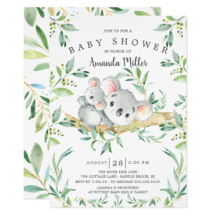 Adorable Koala Bear Baby Shower Invitation