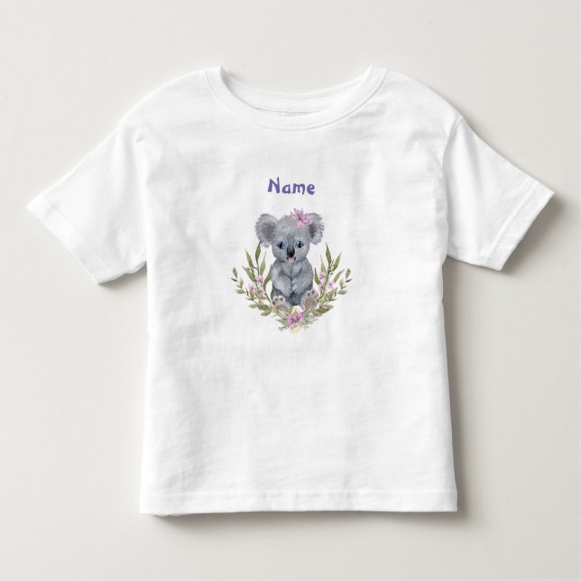 Adorable Koala Bear with Flowers Toddler T-Shirt (Front)