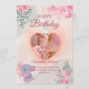 Adorable Koala & Girl Birthday Card for Kids Happy