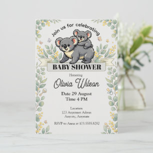 Adorable Koala Mum and Joey Invitation