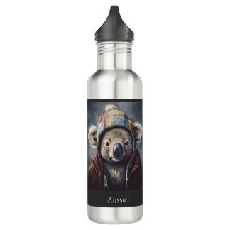 Adorable koala wearing cute hat cusomizable  710 ml water bottle