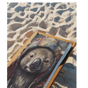 Adorable koala wearing cute hat cusomizable  beach towel