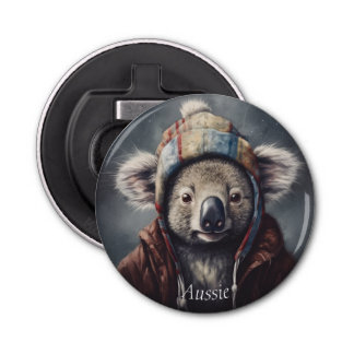Adorable koala wearing cute hat cusomizable  bottle opener