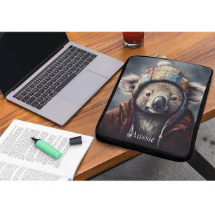 Adorable koala wearing cute hat cusomizable laptop sleeve