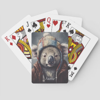 Adorable koala wearing cute hat cusomizable  playing cards