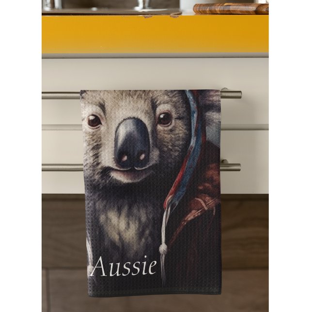 Adorable koala wearing cute hat cusomizable  tea towel (Creator Uploaded)