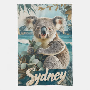 Adorable Koala with Sydney Harbour Bridge Tea Towel