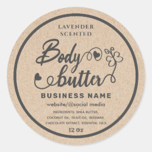 Adorable Kraft script butterfly body butter label