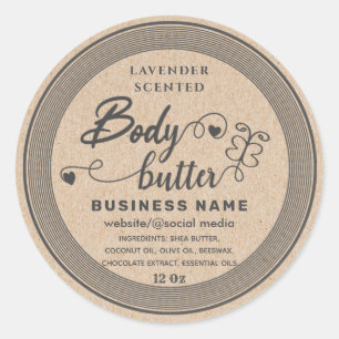 Adorable Kraft script butterfly body butter label