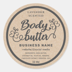 Adorable Kraft script butterfly body butter label