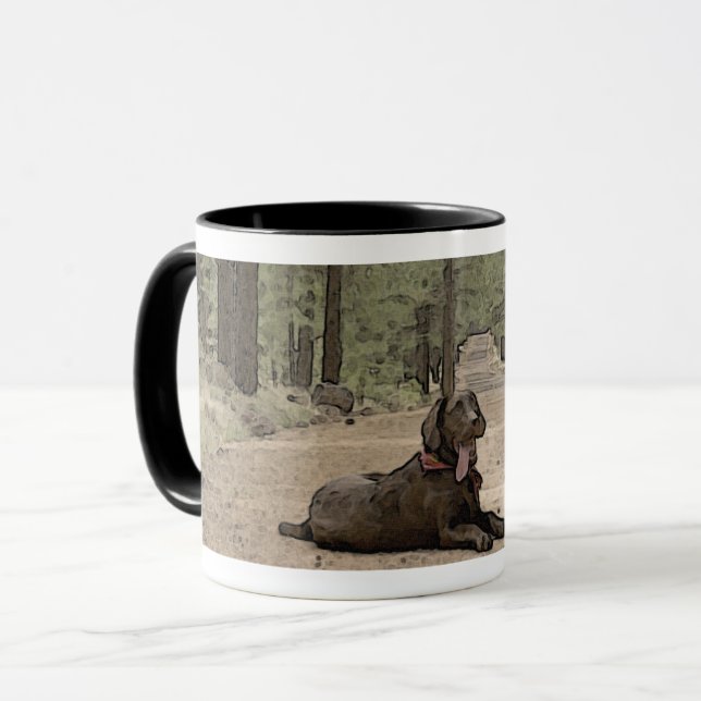 Adorable Labrador Retriever Puppy On Forest Trail Mug (Front Left)