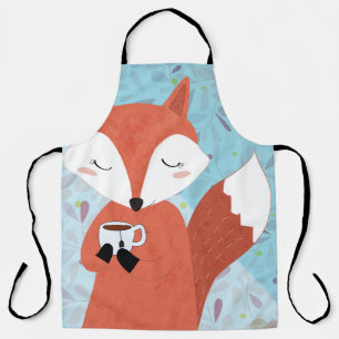 Adorable Lady Fox Leaf Background Apron