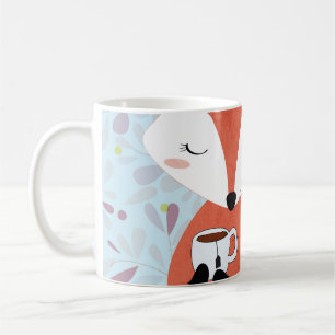 Adorable Lady Fox Leaf Background Coffee Mug