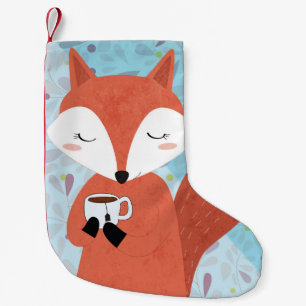 Adorable Lady Fox Leaf Background Small Christmas Stocking