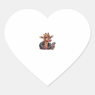 Adorable Lady Giraffe Applying Makeup With Big Eye Heart Sticker