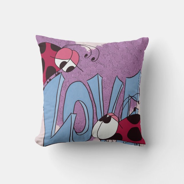Adorable Ladybug Love Cartoon Cushion (Front)