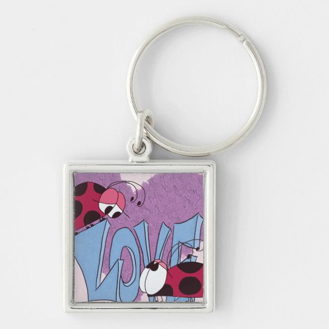 Adorable Ladybug Love Cartoon Key Ring (Front)