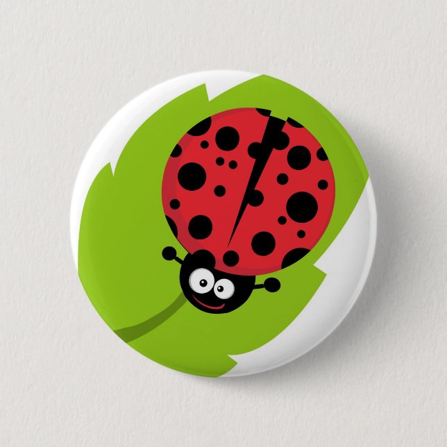 Adorable Ladybug on a Leaf 6 Cm Round Badge (Front)