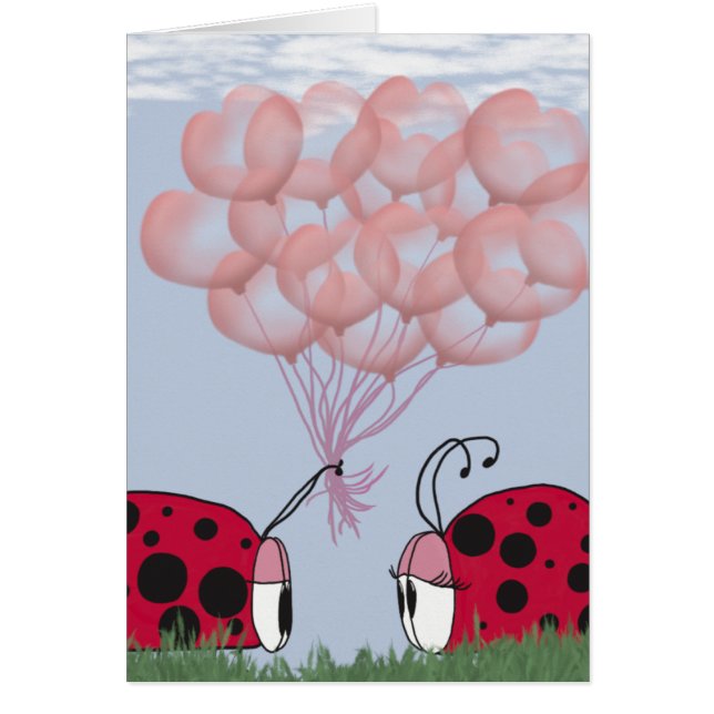 Adorable Ladybug With Pretty Pink Balloon Bouquet (Front)