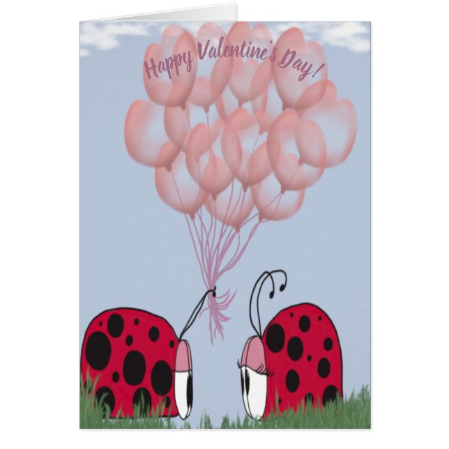 Adorable Ladybug With Pretty Pink Balloon Bouquet (Front)