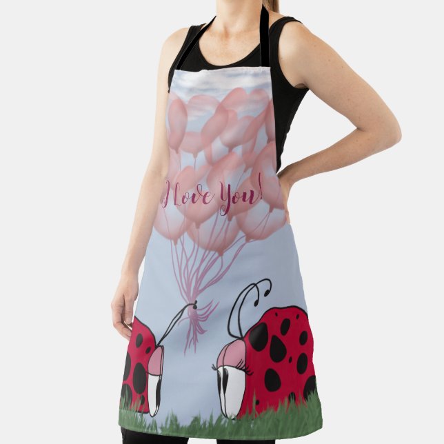 Adorable Ladybug With Pretty Pink Balloon Bouquet Apron (Insitu)