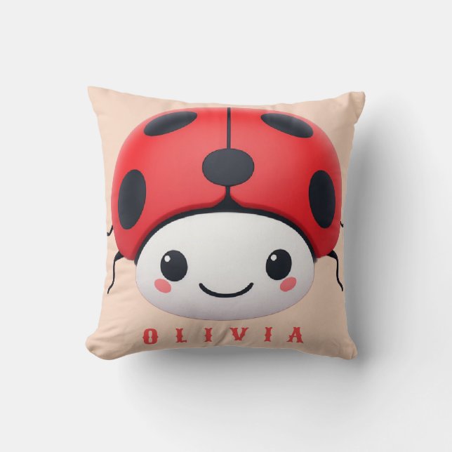 Adorable Ladybug With Red Polka Dot Shell Cushion (Front)