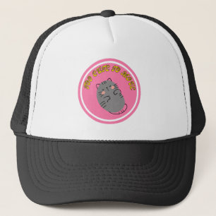 Adorable Lazy Cat "Too Cute To Move" Design Trucker Hat