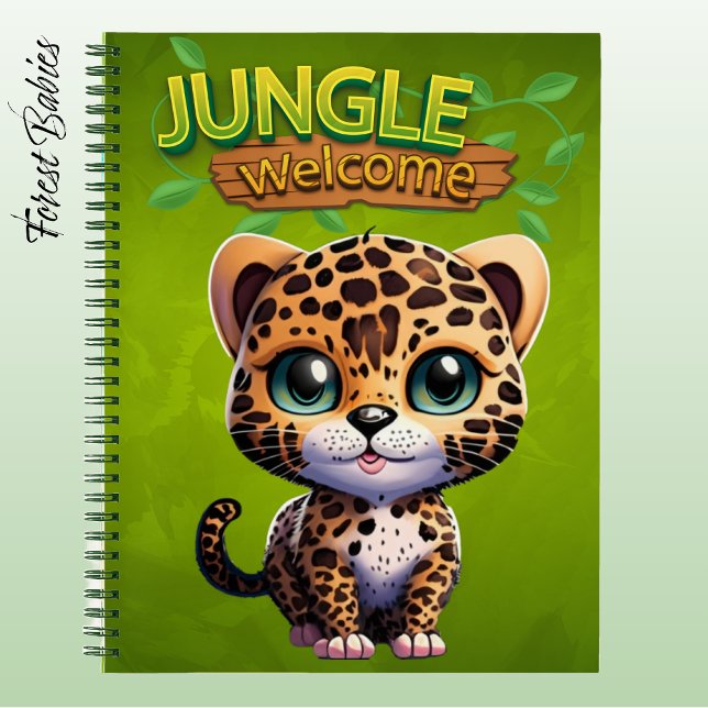 Adorable Leopard Kitten Woodland Wildlife Feline🐆 Notebook (Cute Leopard Notebook, Woodland Wildlife Animal Cat Stationery, Kitty Graphic Kitten Character 🐆)