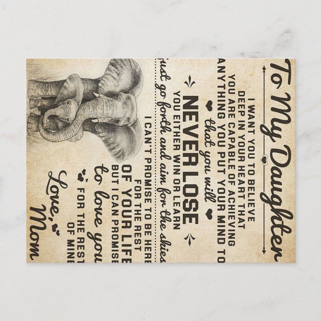 Adorable Letter To Daughter | Lovely Gift Announcement Postcard (Front)