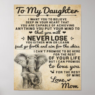 Adorable Letter To Daughter Lovely Gift Poster