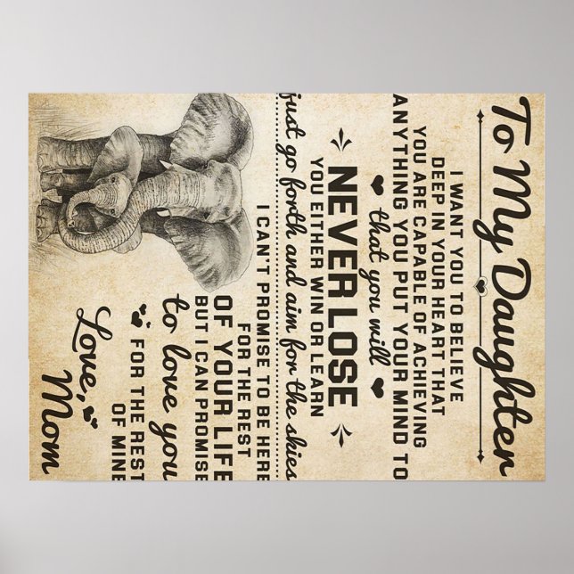 Adorable Letter To Daughter | Lovely Gift Poster (Front)