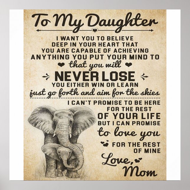Adorable Letter To Daughter | Lovely Gift Poster (Front)