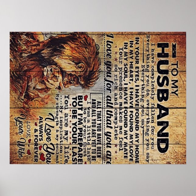 Adorable Letter To Husband | Lovely Gift To My Man Poster (Front)