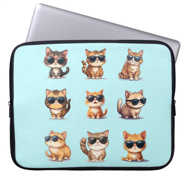 Adorable light Blue Cat Theme Electronics Bag (Front)