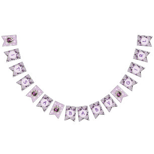 Adorable Lilac Panda Bear Baby Shower Bunting