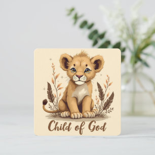 Adorable Lion Cub Christian Art Faith Quote Card