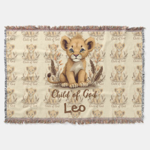 Adorable Lion Cub Christian Art Faith Quote Throw Blanket