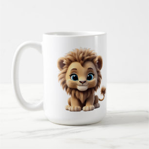 Adorable Lion Cub Sitting Portrait Illustration Coffee Mug