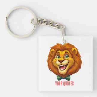 Adorable Lion Mascot with Bowtie Kids Key Ring