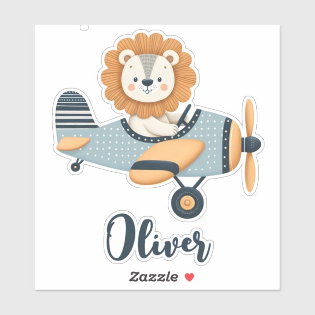 Adorable Lion on Charming Aeroplane (Sheet)