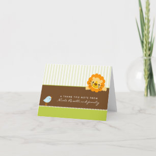 Adorable Lion Photo (inside) Thank You Card: lime