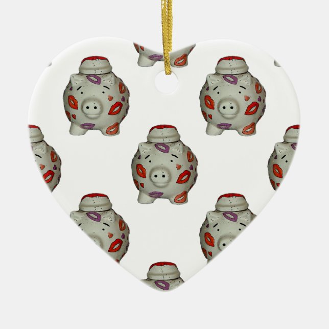 Adorable Lipstick Pig Ceramic Tree Decoration (Front)