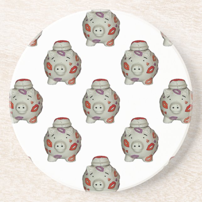 Adorable Lipstick Pig Coaster (Front)