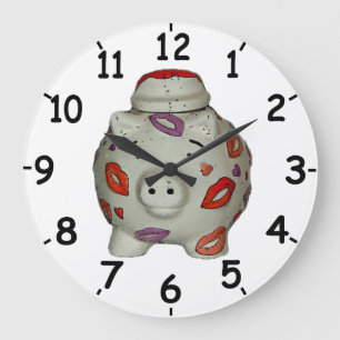 Adorable Lipstick Pig Large Clock