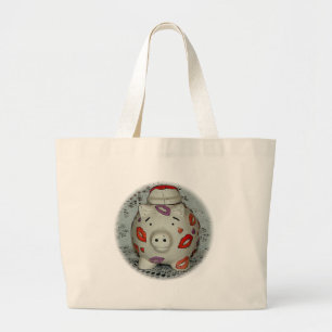 Adorable Lipstick Pig Large Tote Bag