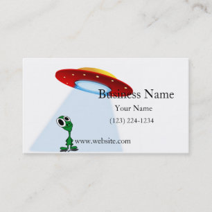 Adorable Little Alien & Flying Saucer Business Card