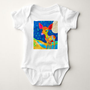 Adorable Little Baby Deer - Quilt-Like Design Baby Bodysuit